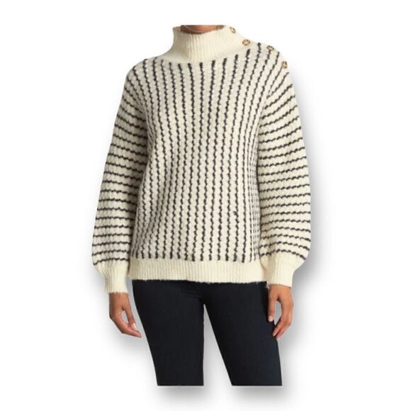 Frnch Button Mock Neck Sweater Size Small Medium - Picture 1 of 7